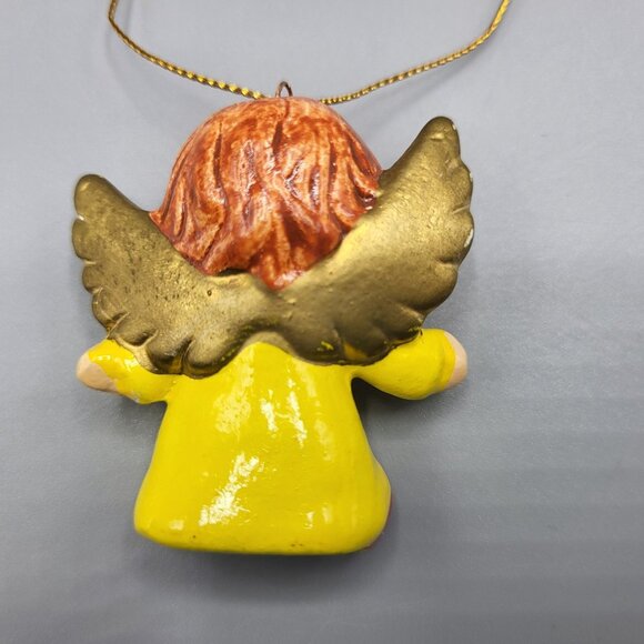 Vintage Enesco Ceramic Mini Angels Cherubs Christmas Ornaments Set Of 3 Hanging - Picture 9 of 11
